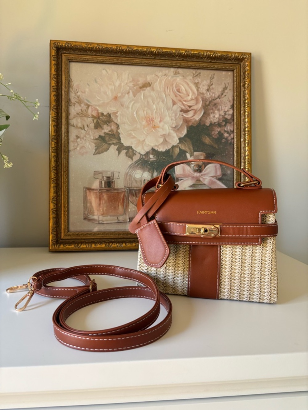 Fairysan Woven Straw Purse / Crossbody EUC